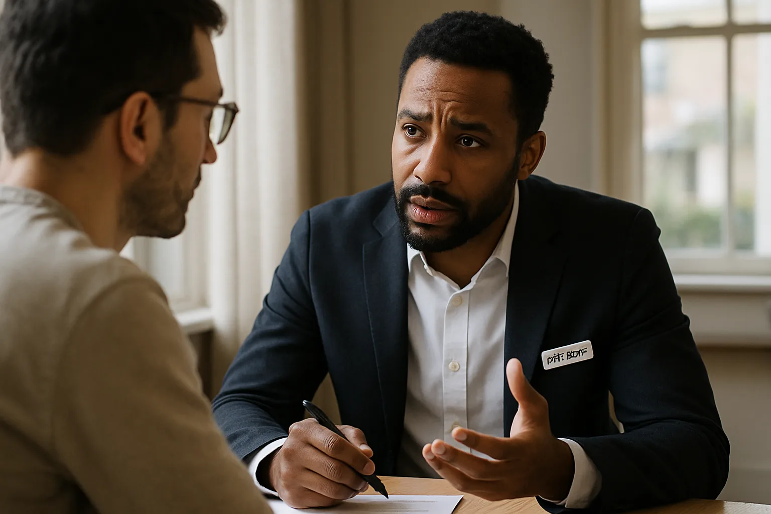 Corretor fazendo perguntas relevantes para entender o cliente.