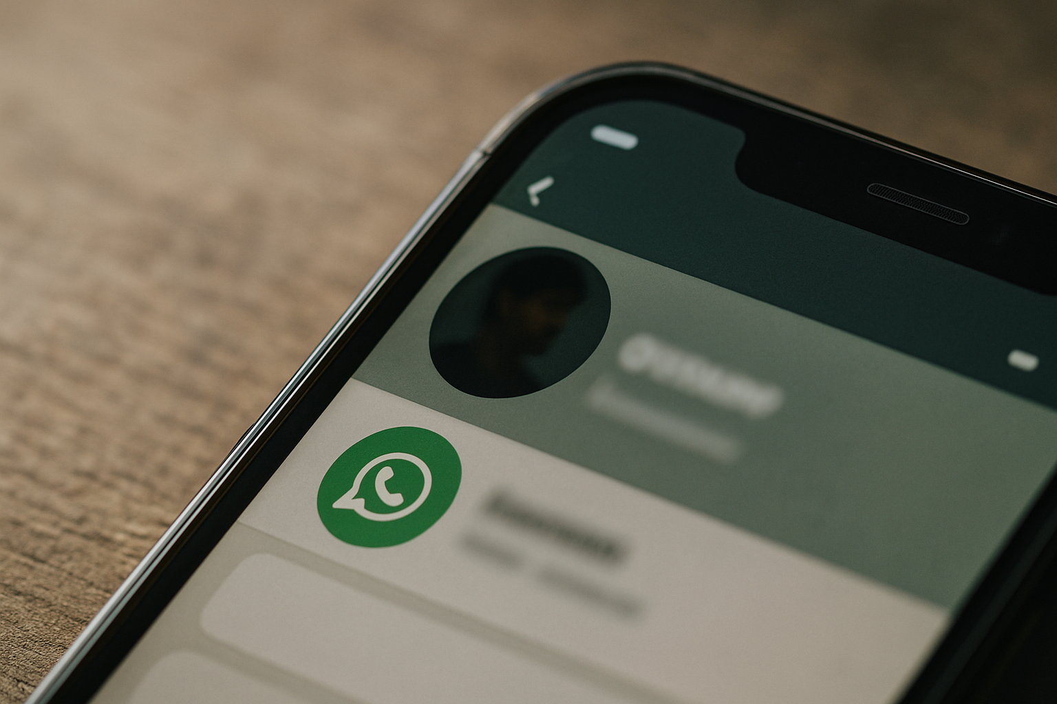 Tela de smartphone mostrando um chat do WhatsApp com foco no nome de usuário.