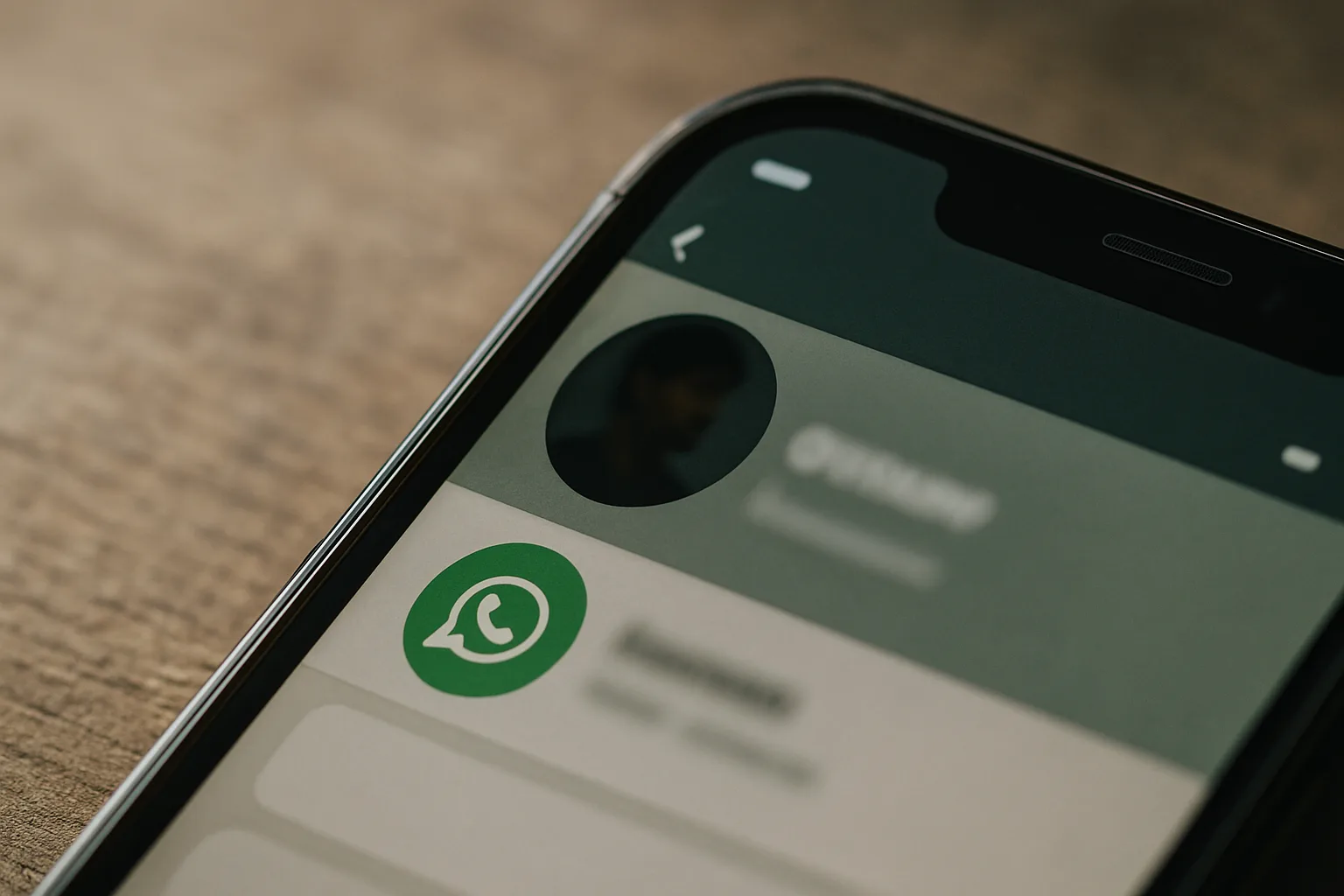 Tela de smartphone mostrando um chat do WhatsApp com foco no nome de usuário.